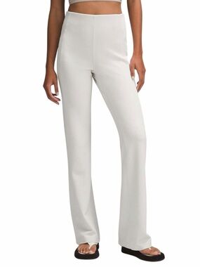 Lululemon Ribbed Softstreme Flared High-Rise Pant Bone Off-White Cream Sz 8